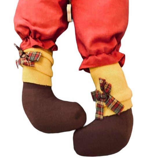 Vintage Hand Made African American Cloth Doll Angel Wood Animal Accents 22" Tall - Picture 9 of 9